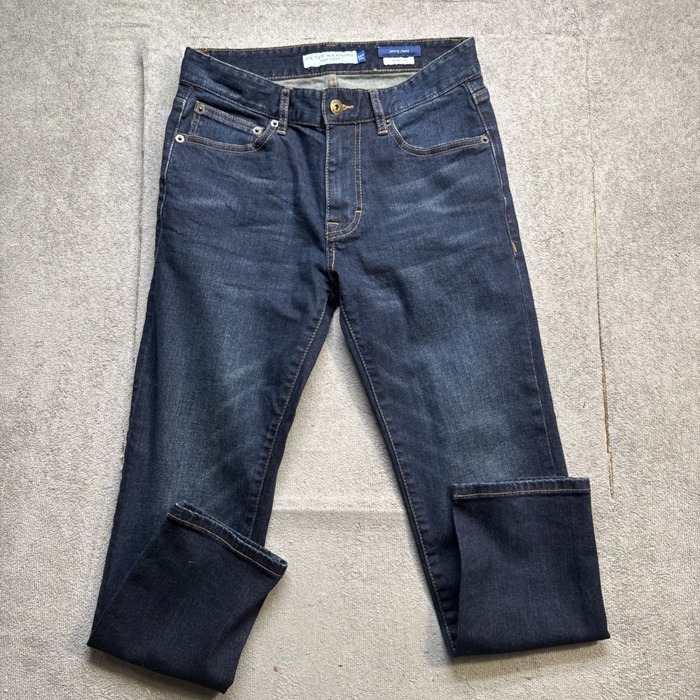 Peter Manning Johnny Jeans Men's Skinny Fit Stretch Denim Dark Wash Size 28x25